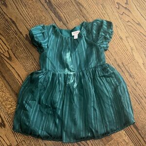 Cat & Jack Teal Striped Puff Sleeve Dress